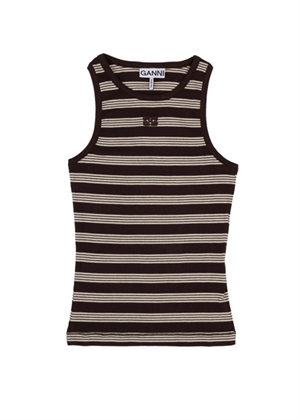Soft cotton rib stripe tank top Mole A1050192 Ganni 